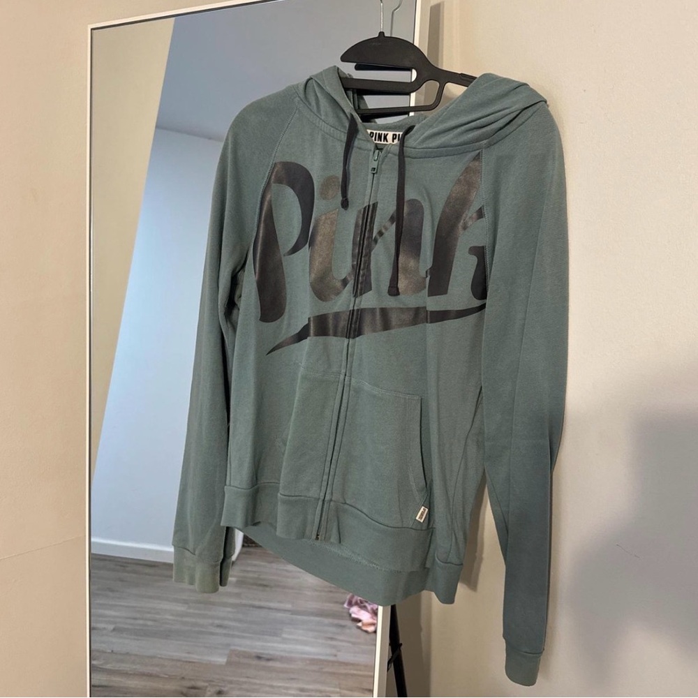 Victoria's Secret Green Hoodie with Black Logo